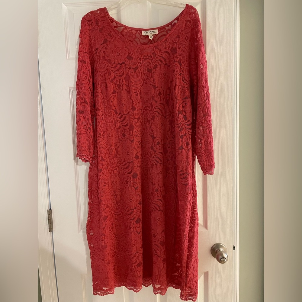 Jessica Simpson Maternity Lace Dress | Pink | 2X